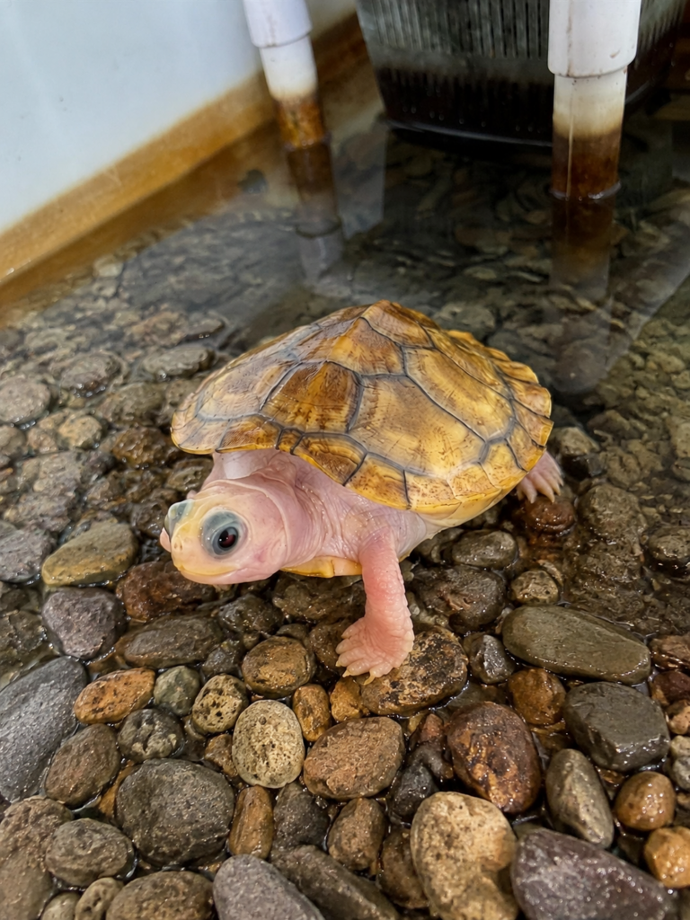 焦糖巴西龜安樂在飼養空間中的獨照